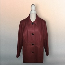 New Preston York 18W Women's Wool Blend Merlot Burgundy Trench Coat