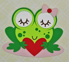 Valentine's Day Frog Girl Heart Die Cut Paper Scrapbook Embellishment
