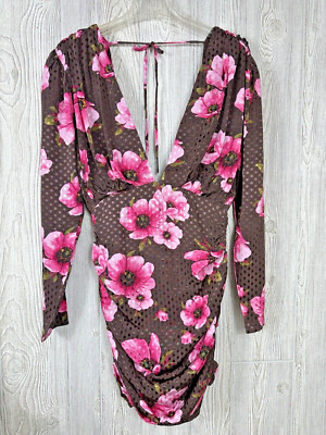 NWT Lovers And Friends Camden Mini Dress Sz Small Floral Bodycon Back Tie Close