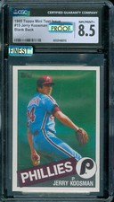 1985 TOPPS MINI # 15 JERRY KOOSMAN TAN PROOF CGC 8.5 MAC FINEST SPOTLESS 5 MADE