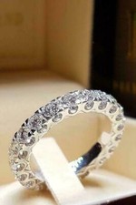 Wedding Band 1.95Ct Diamond 14k White Gold Anniversary Ring Simulated in Size 7