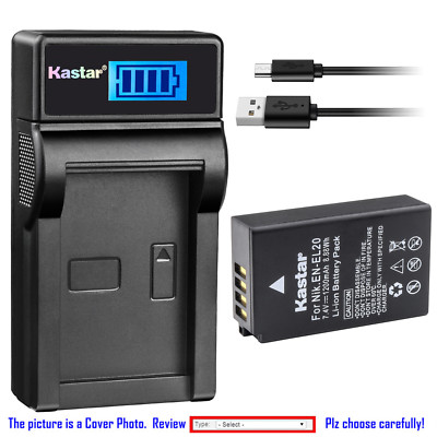 Kastar LCD USB Charger Battery for Nikon EN-EL20 MH-27 and Nikon 1 S1 Camera