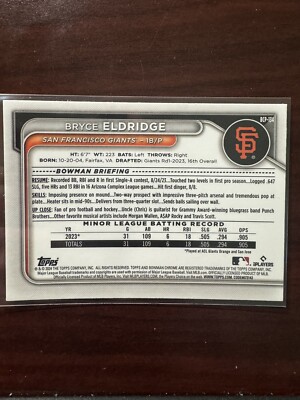 2024 Bowman Chrome Draft #BDC-48 Bryce Eldridge Rookie Card - San Francisco Giants Baseball