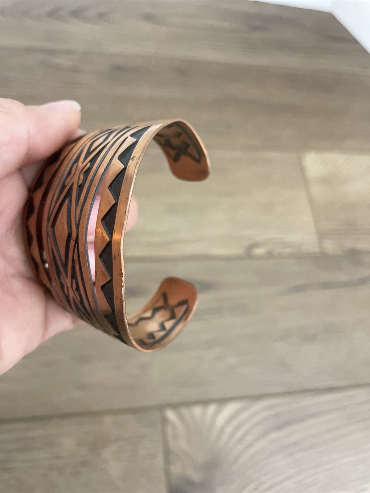 Native American Influence Wide Solid Copper Cuff … - image 6