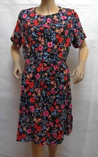 Simply Be Black Floral Print Short Sleeve Knee Length Skater Dress Size 18
