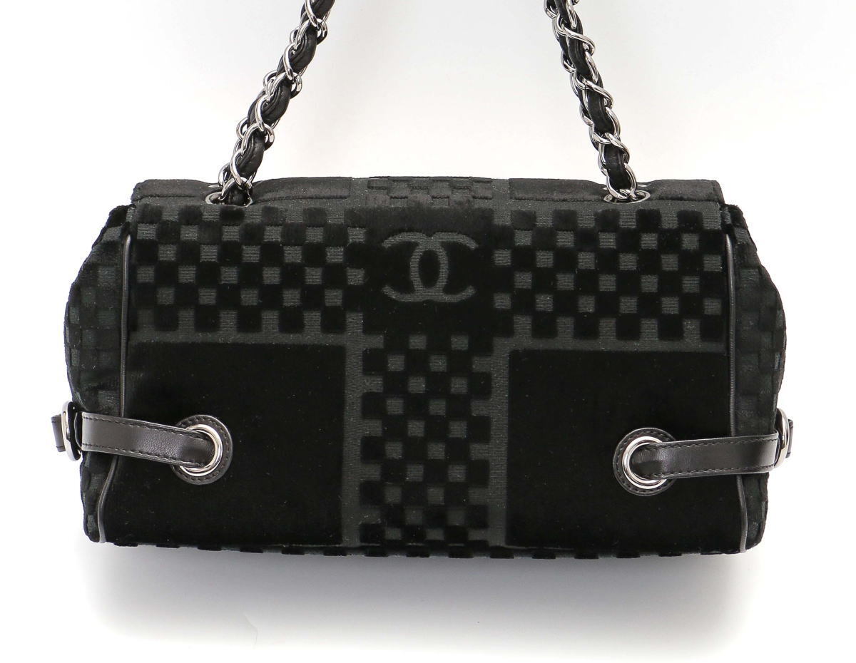 Chanel Coco Mark Flap Chain Shoulder Bag A33091 Black Velor Chanel Coco Mark Flap Chain Shoulder Bag A33091 Black Velor