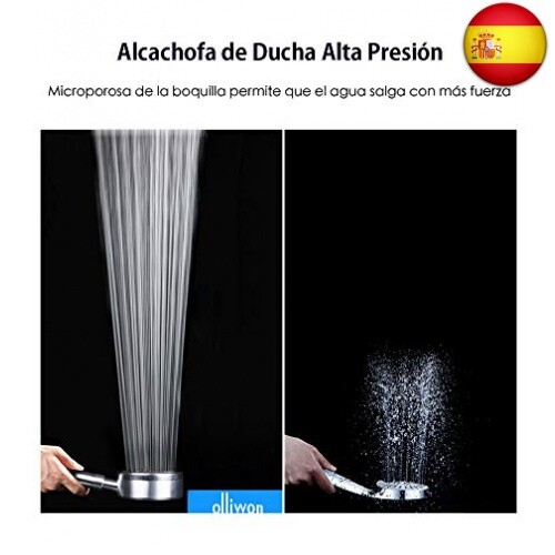 Olliwon Alcachofa de Ducha con Alta Presión Acero Inoxidable Cabezal de Ducha - Imagen 3 de 7
