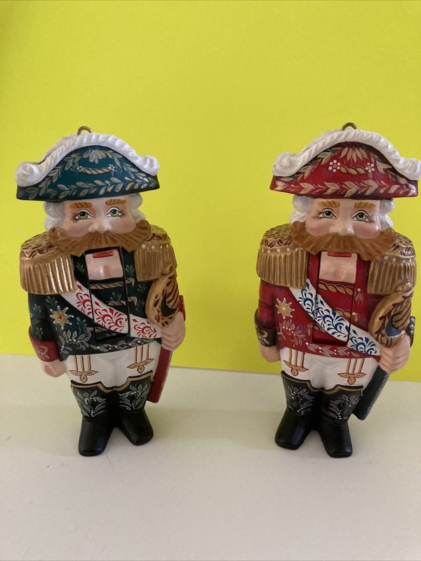 Numbered Hand-Painted 2 Nutcracker Ornaments Rare Detailed Soldiers Collect Chri