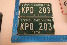 1974 74 SOUTH CAROLINA SC LICENSE PLATE NICE TAG PAIR SET # KPD 203