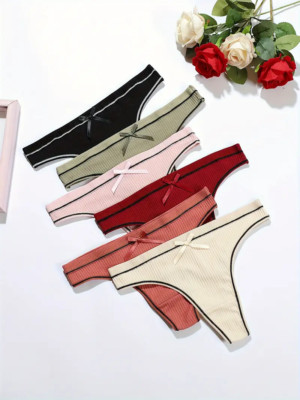 Damen Slip Unterwäsche Baumwolle String Tanga 6er Set leicht Sexy bequem S-L