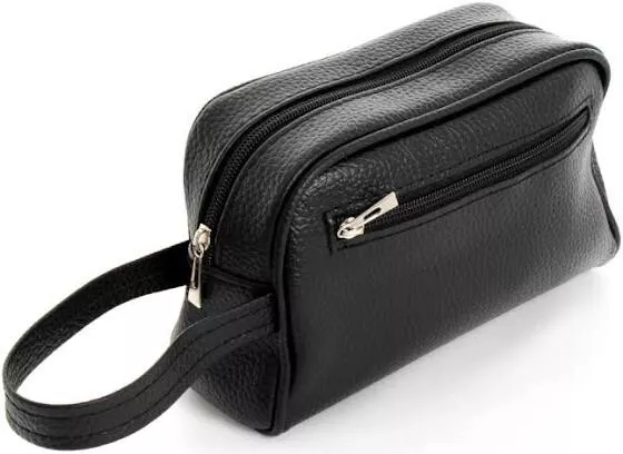 Bolso de Mano Hombre Mujer Bolso Mano Bolsa Belleza Caso De Pulsera Negro  Piel