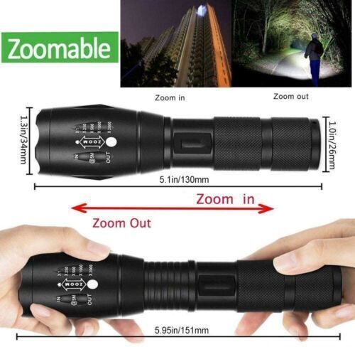 1/2/4Pack Tactical LED Flashlight High Powered 5 Modes Zoomable Torch Handheld - Picture 12 of 18