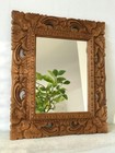 “Vintage Rectangular Wood Carved Mirror with Floral Ornaments Handcrafted Wooden