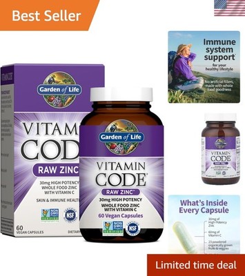 Zinc Supplements 30mg High Potency Raw Zinc and Vitamin C Multimineral Supple...