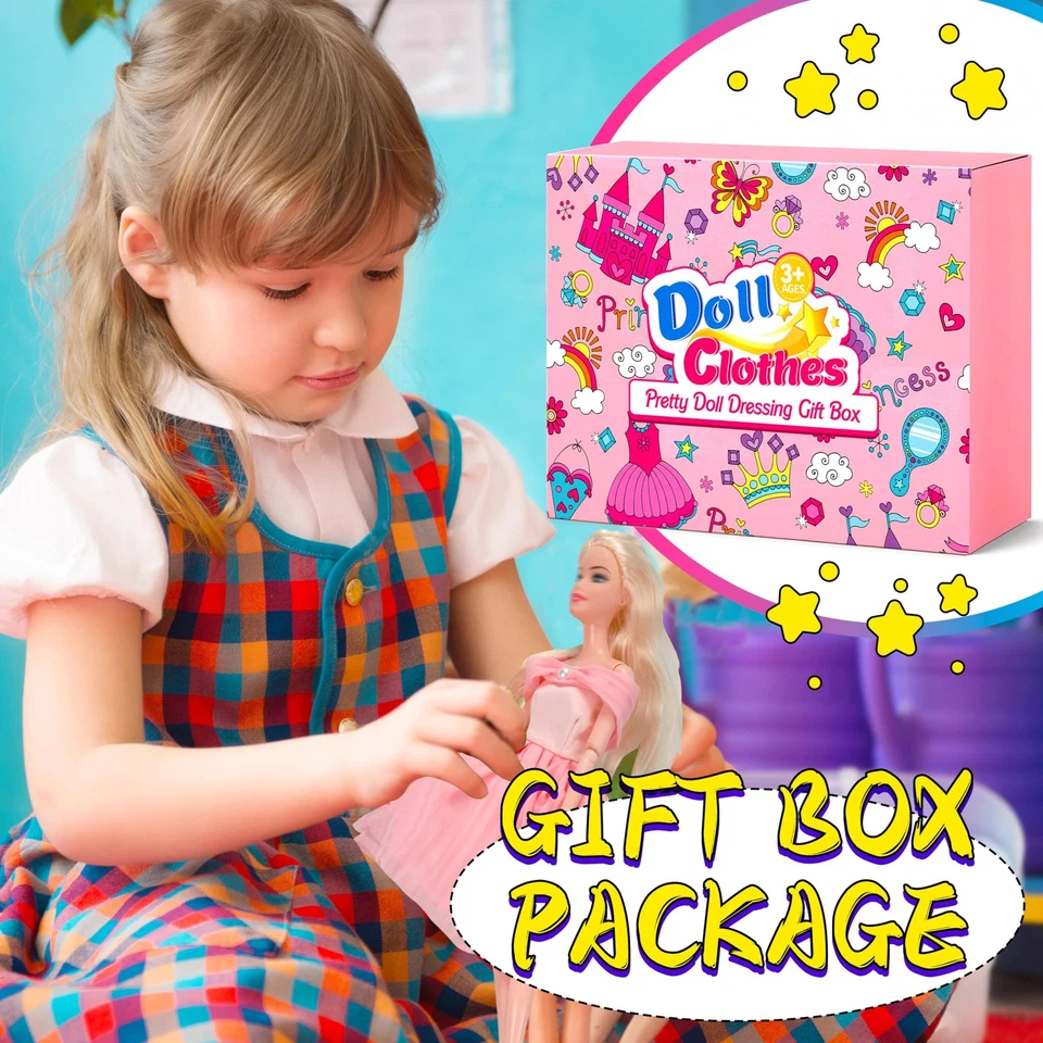 Kit de ropa para muñecas 130 piezas: 4 vestidos, 8 vestidos, 3 tops, 3 pantalones, 2 trajes de baño, 20 S Foto 2 de 4