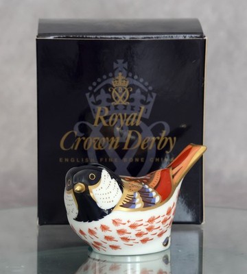 Royal Crown Derby ''Coal Tit'' Box Briefbeschwerer 1. Qualität Gold Stopper