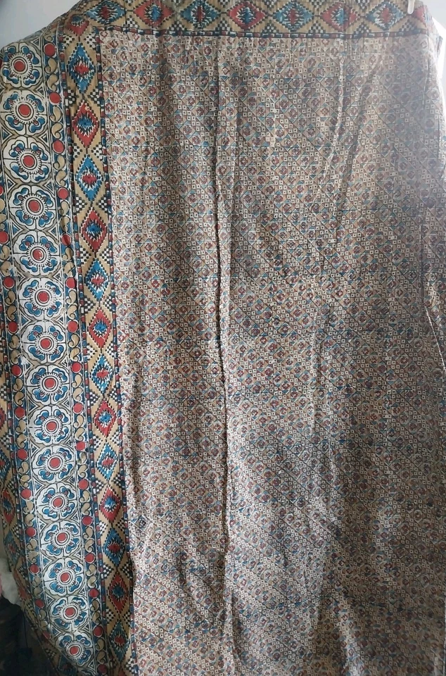 108x245 Beau Rideau doublé  Batik superbes couleurs chaudes . Frise sur 3 côtés  - Photo 2/4