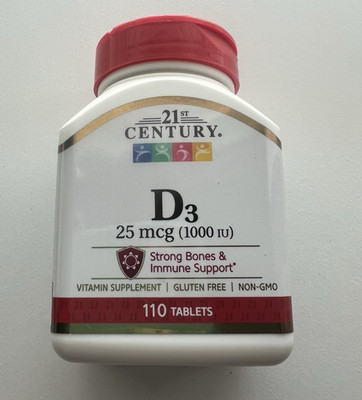 1x 21st Century Vitamin D3 Vitamin Tablets 1000 IU 110 Count 9/26