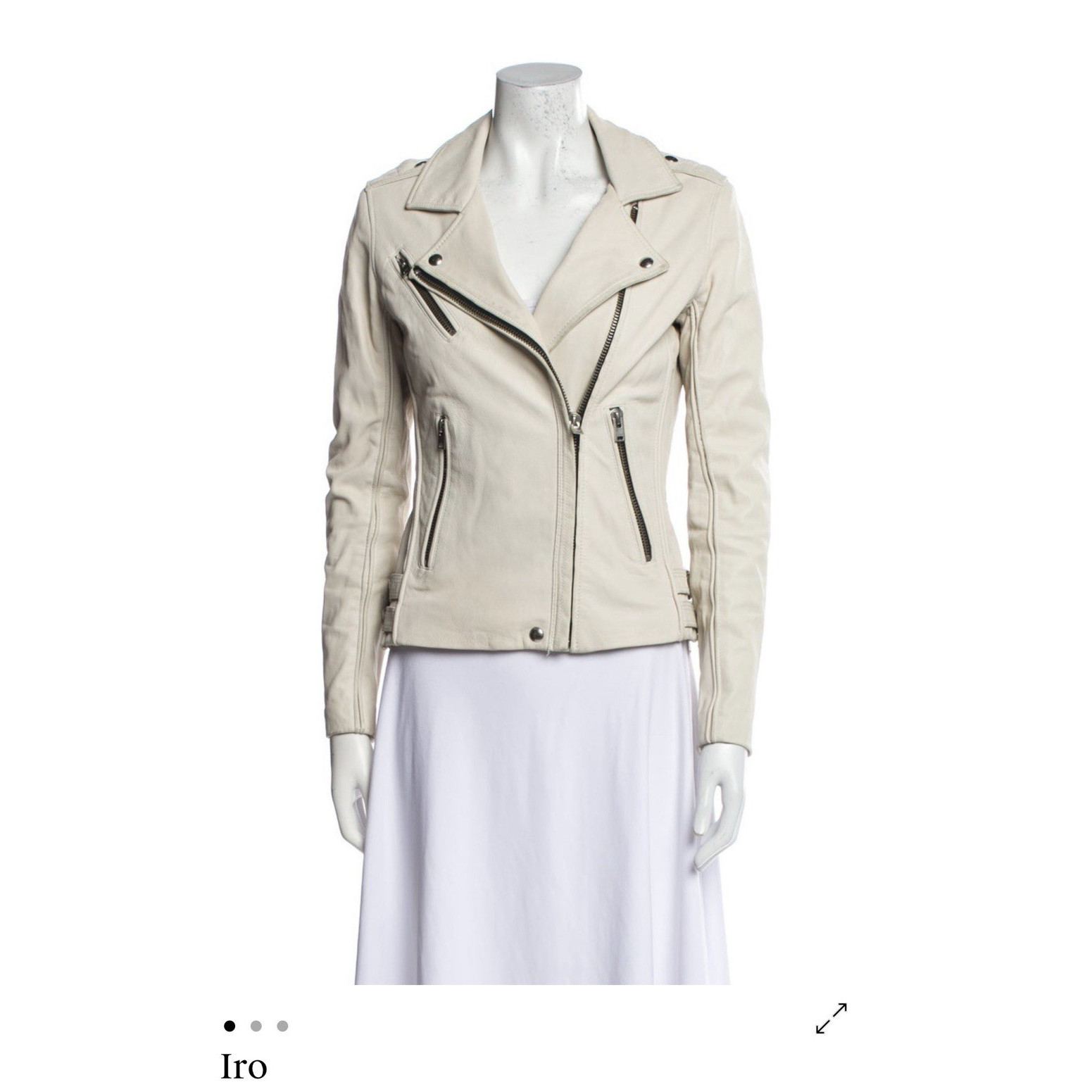 Iro Lamb Leather Biker Jacket ivory perfect to foil or paint Women's small