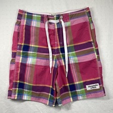 Abercrombie  Fitch Shorts Mens Medium Plaid Pink Multicolor Swim Trunks Summer