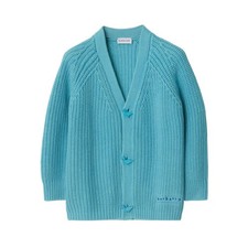 Burberry Kids Logo Embroidery V-Neck Cardigan