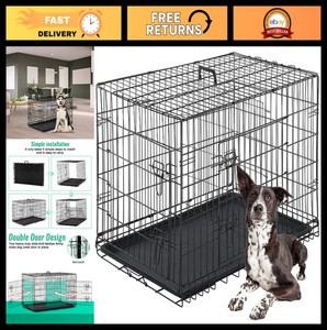 Grandes cages de chien 42 Inch pliant métallique de fil de la porte double de cage pour animaux de compagnie avec la poêle à diviseur