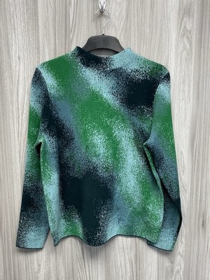Gerry Weber Green Splatter Jumper Rounded High Neck Soft Knit UK14 BNWT PC