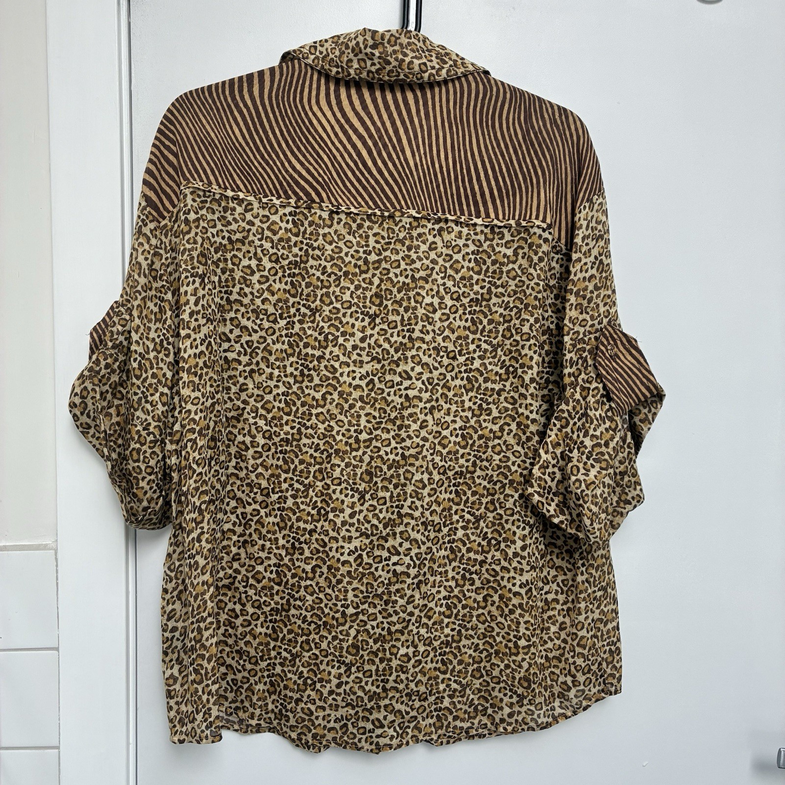 ZIMMERMANN Empire Leopard Safari Size 0 (AU 8-10 US 4-6) CUFFED BLOUSE SHIRT TOP