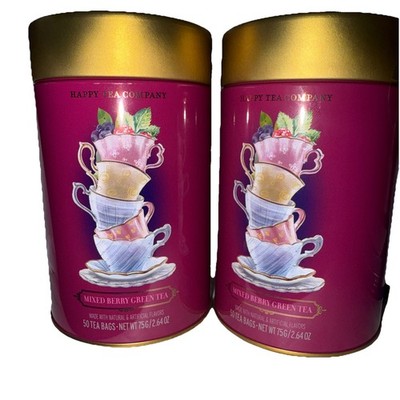 HAPPY TEA COMPANY   MIXED BERRY GREEN TEA    100 tea bags-2 tins BB: 06/2028