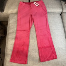 Juicy Couture Velour Pants Pink XL Rhinestone Logo Wide Leg Y2K Lounge