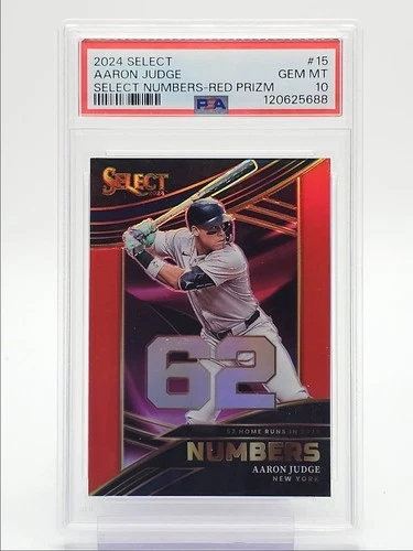 AARON JUDGE 2024 SELECT NUMBERS BASEBALL RED PRIZM /99 PSA 10 Q0004
