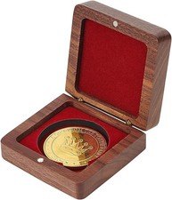 Single Wood Challenge Coin Presentation Display Gift Box With Dark Red Velvet