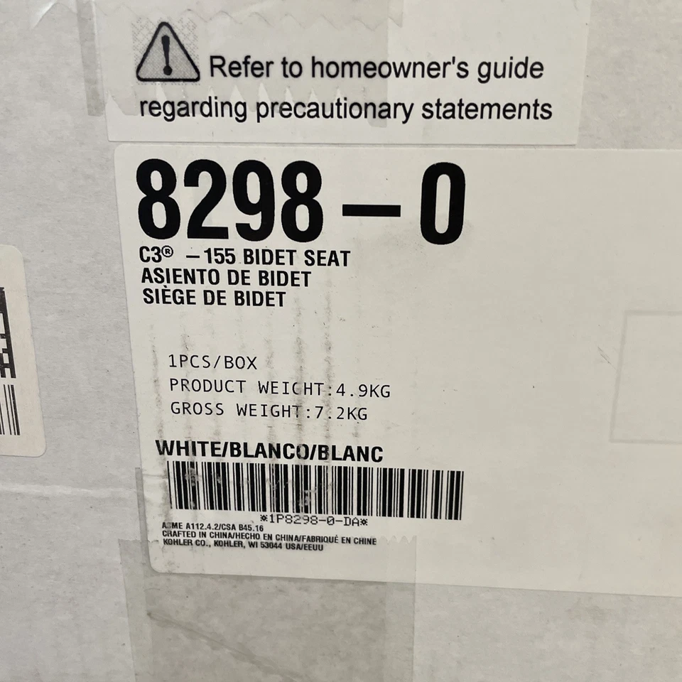 Kohler 8298-0 C3-155 座便器座椅白色拉长马桶座白色全新开箱式 — 第 4/4 张图片
