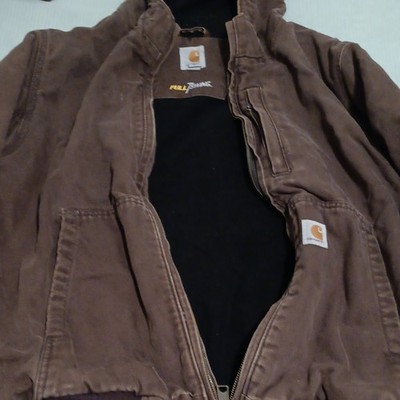 Carhartt Men's Brown Hooded Lined Full Zip Work Jacket, Regular Size M