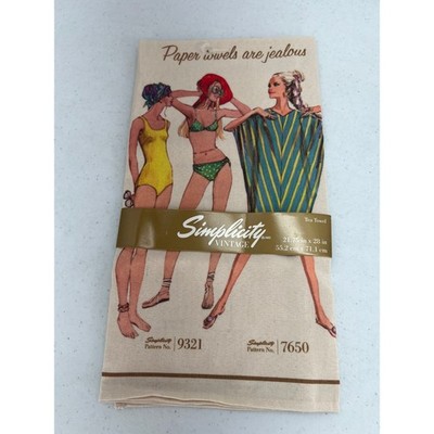 Simplicity Vintage Tea Towel Retro Fashion Patterns 9321 7650 Cream