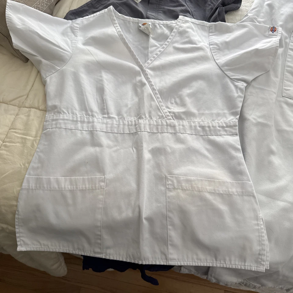 Scrubs Two Sets White Pair, Purple Pants And Gray Top XS - Image 2 of 4