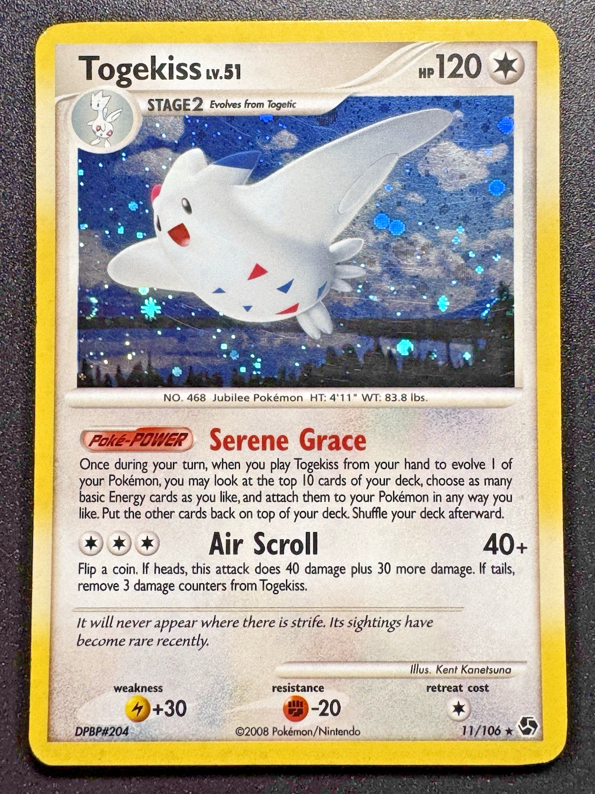 Togekiss 11/106 D&P Great Encounters Pokemon Card Holo Foil Rare MP
