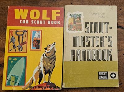 Vintage Boy Scout Cub Scout books Wolf 1967 and Scoutmaster's Handbook 1972