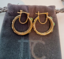 The Jewellery Channel 925 Silver with Gold overlay Intricate Opal Earrings