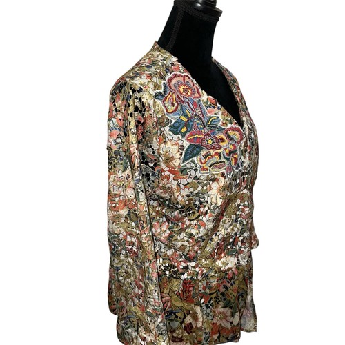 SOFT SURROUNDINGS Ariege Peplum Jacket XL Beaded Floral Embroidery Artsy Details - Picture 2 of 16