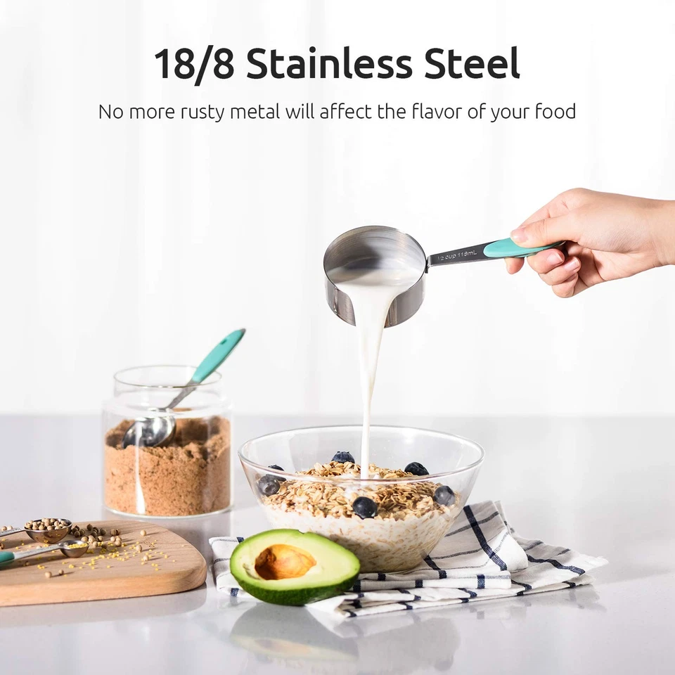 Measuring Cups : 18/8 Stainless Steel Measuring Cups and Spoons Set of 10 Pie... - Image 3 of 4