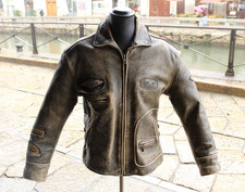 Herren biker geltert grau lederjacke vintage motorrad Harley Davidson L