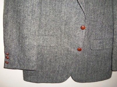 (BA332) NEW Kenneth McLeod / Harris Tweed GRAY HERRINGBONE BLAZER - 40R