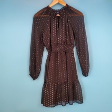 Old Navy Black Metallic Dress Women's Size XS Long Sleeve Sheer Lined