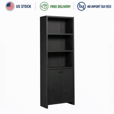 Mainstays Westley 5 Shelf Bookcase with Doors Black Finish Adjustable