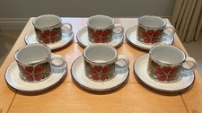 Set 6x Vintage Midwinter Stonehenge Nasturtium Tea Coffee Cups And Saucers 70's