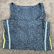 Lou & Grey Women's Medium Athletic Crop Top Tank Blue Leopard Stretch Athletic