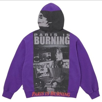 Supreme Paris Is Burning Zip Up Purple Hooded Sweatshirt XL SS26 NYC DS In Hand