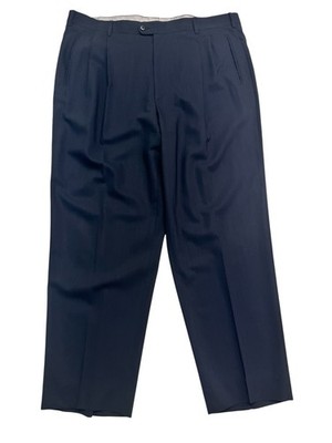 Zanella Italy 42x32 Black Duncan Dress Pants Trousers Pleated High Waisted Mens
