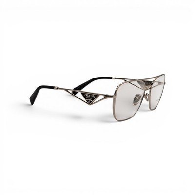 Prada VPR B50 1BC1O1 Silver Aviator Pilot Eyeglasses 59-17-140 - NWOB